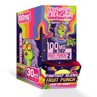 Haze Hybrid Fantasy Blend Fruit Punch 100 mg Bag / 2 ct Bags / 30 bags Per Box 