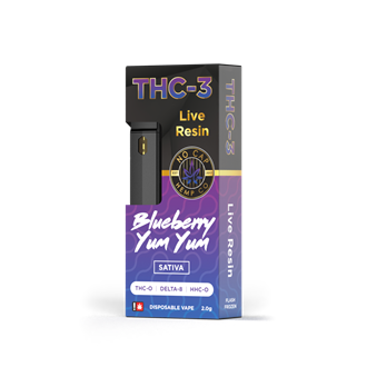 THC-3O Live Resin Disposable: Blueberry Yum Yum 2g